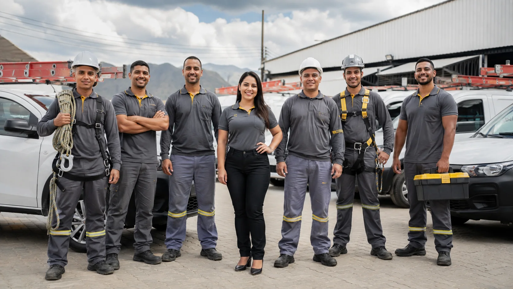 Equipe operacional e frota de serviços
